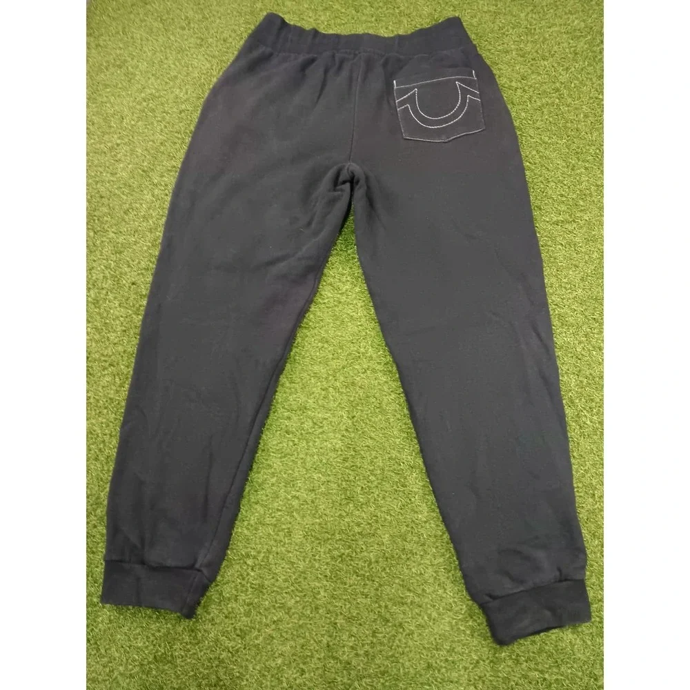 True Religion World Tour Jogger Pants‎ Mens Medium Black Tapered Leg Drawstring